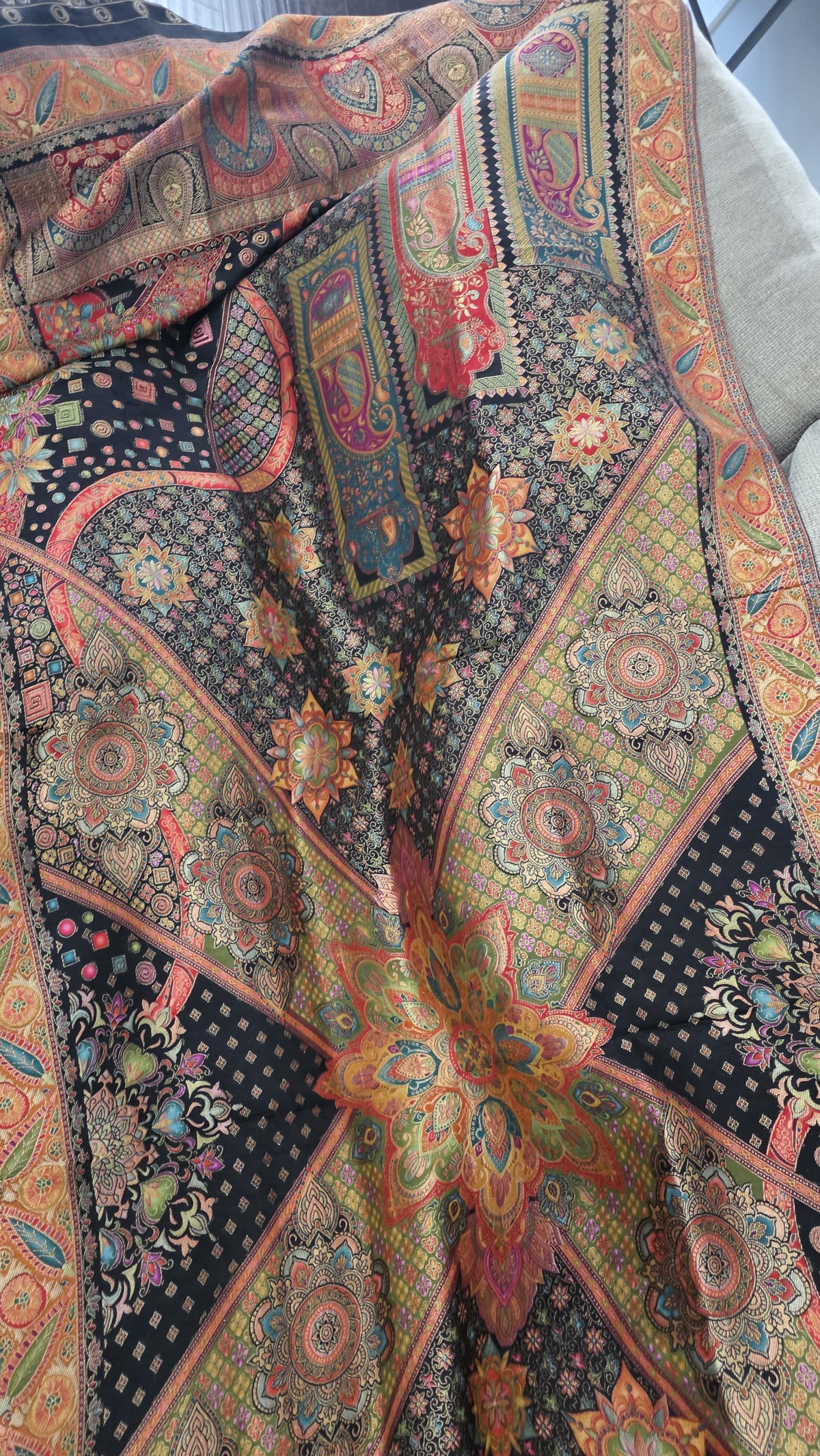 Black multicolour dupatta Handmade , Handwoven , Elegant vibrant & Authentic