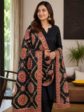 Black Embroidered Georgette Dupatta | Handmade Ethnic Dupatta | Festive Indian Dupatta | Wedding & Party