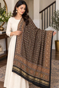 Ajrak Modal Dupatta with Mirror Work | black Printed Indian Dupatta | Handcrafted Ethnic Scarf | Festive Wear | Indian Wedding Dupatta