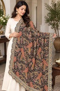 Black Embroidered Georgette Dupatta | Handmade Ethnic Dupatta | Festive Indian Dupatta | Wedding & Party