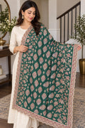 Green Embroidered chinnon Dupatta | Handmade Ethnic Dupatta | Festive Indian Dupatta | Wedding & Party