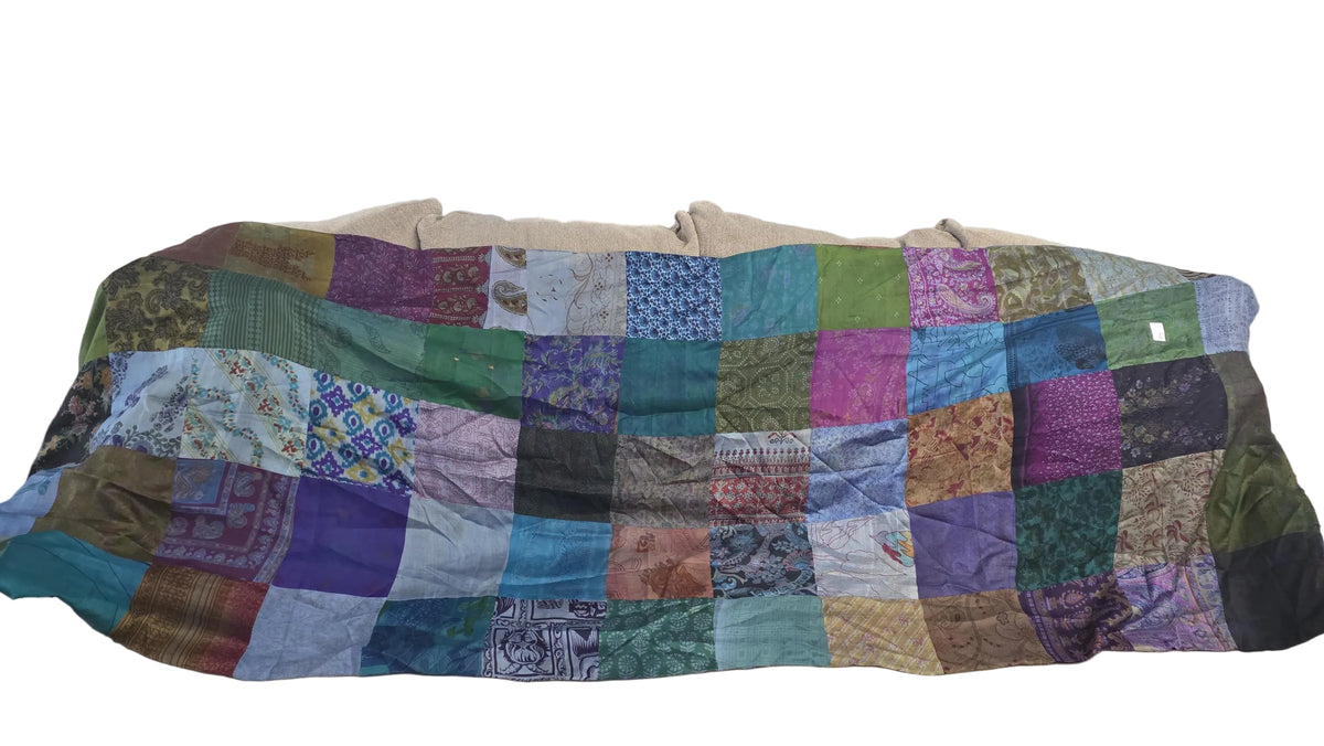Multicolour Patchwork Silk Dupatta | Handmade Indian Silk Dupatta | Boho Patchwork Shawl | Colorful Ethnic Stole | Wedding & Festive Dupatta