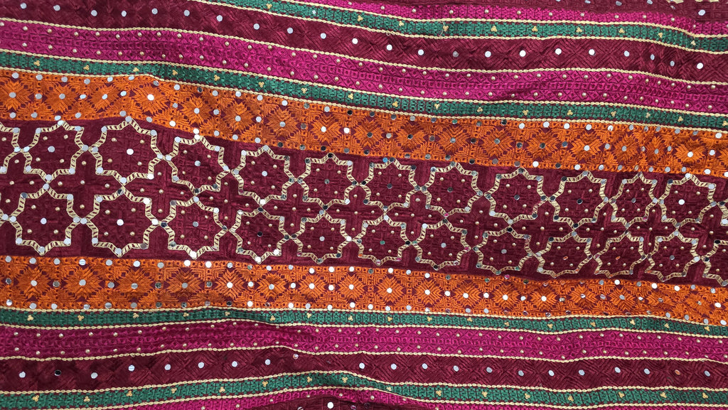 Handmade , Handwoven , Elegant vibrant & Authentic Multicolour Phulkari Dupatta / Indian Scarf. Hand embroidered .