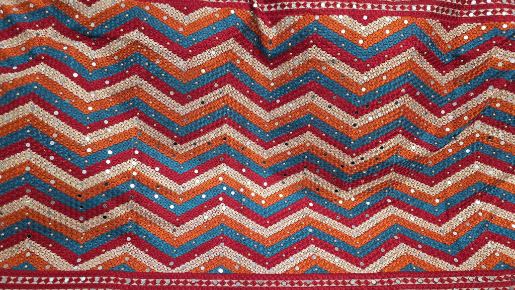 Colorful Mirror Work Dupatta | Indian Embroidered Dupatta | Multicolor Bandhani Style Shawl | Garba Navratri Dupatta | Boho Festive Scarf
