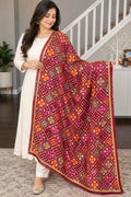 Colorful Mirror Work Dupatta | Indian Embroidered Dupatta | Multicolor Bandhani Style Shawl | Garba Navratri Dupatta | Boho Festive Scarf