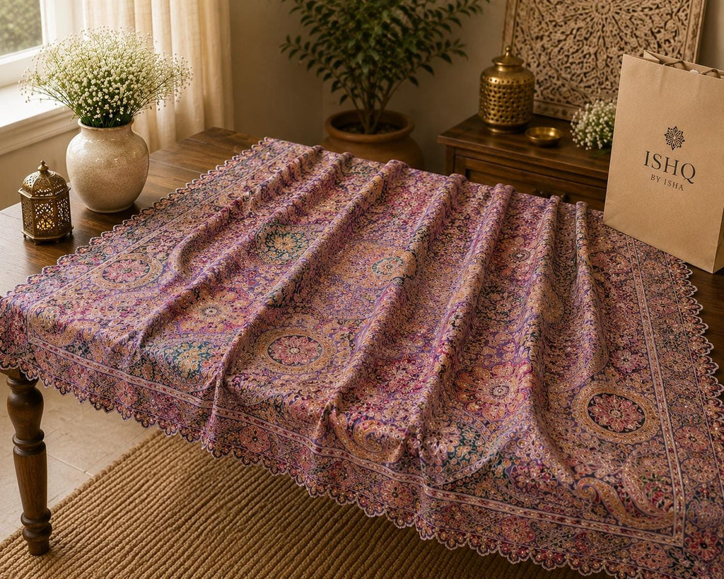 Mauve Embroidered Georgette Dupatta | Handmade Ethnic Dupatta | Festive Indian Dupatta | Wedding & Party