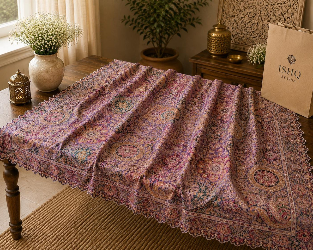 Mauve Embroidered Georgette Dupatta | Handmade Ethnic Dupatta | Festive Indian Dupatta | Wedding & Party
