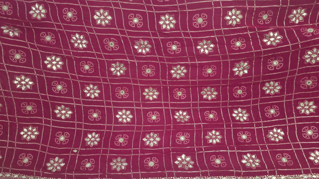 Pure Chinnon Dupatta with Mirror Work | pink Embroidered Dupatta | Indian Chiffon Dupatta | Festive Wedding Scarf | Ethnic