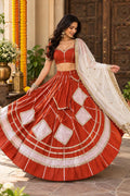 Rust Orange & white Lehenga Set | Indian Wedding Lehenga Choli | Festive Indian Outfit | Garba Navratri Dress | Traditional Ethnic Wear