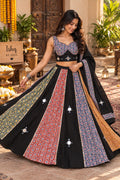 Black Ajrak Lehenga Choli Set | Traditional Indian Garba Outfit