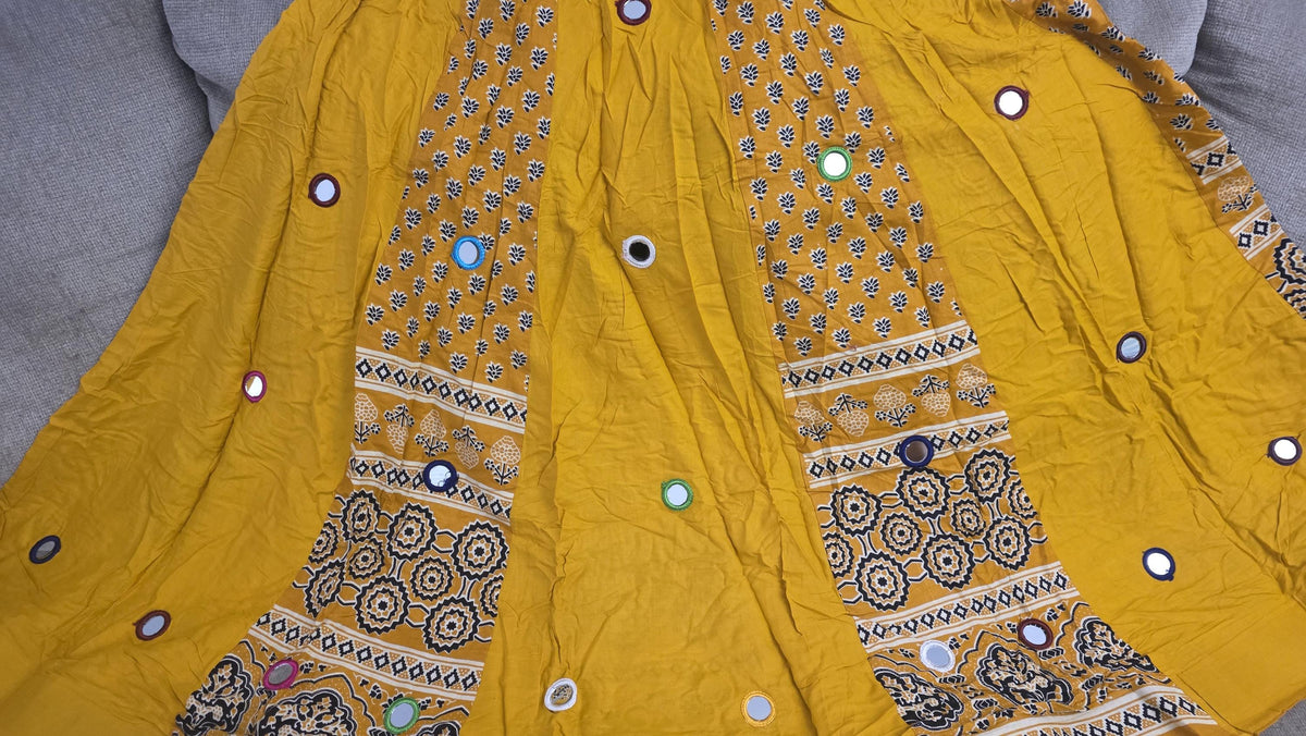 Mustard Yellow Mirror Work Lehenga Set | Navratri Garba Outfit | Indian Wedding Lehenga Choli | Dandiya Dress | Festive Ethnic We