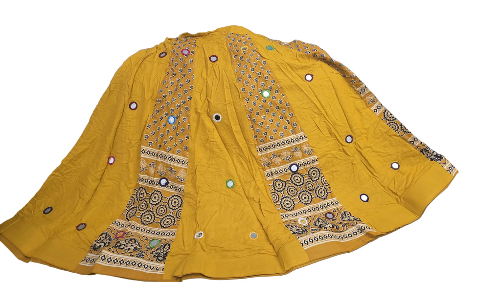 Mustard Yellow Mirror Work Lehenga Set | Navratri Garba Outfit | Indian Wedding Lehenga Choli | Dandiya Dress | Festive Ethnic We