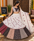 White & mutllticolour Patchwork Lehenga Set | Indian Festive Lehenga Choli | Navratri Garba Outfit | Wedding Wear | Boho Ethnic Indian Dress