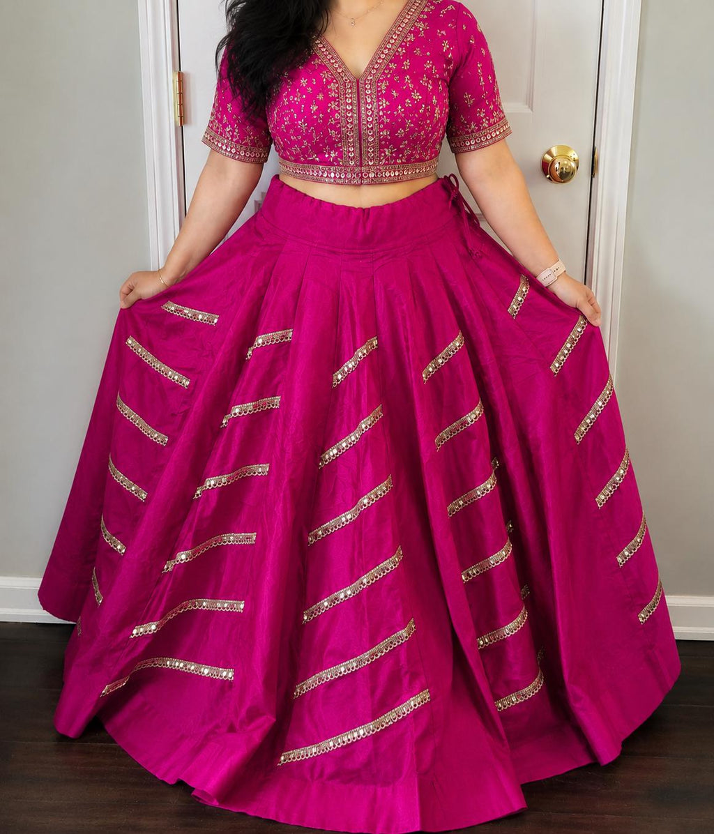Pink Indian gotta Work Lehenga Skirt | 10 Meter Flare | Festive Garba Navratri Skirt | Boho Maxi Skirt | Wedding & Party Wear