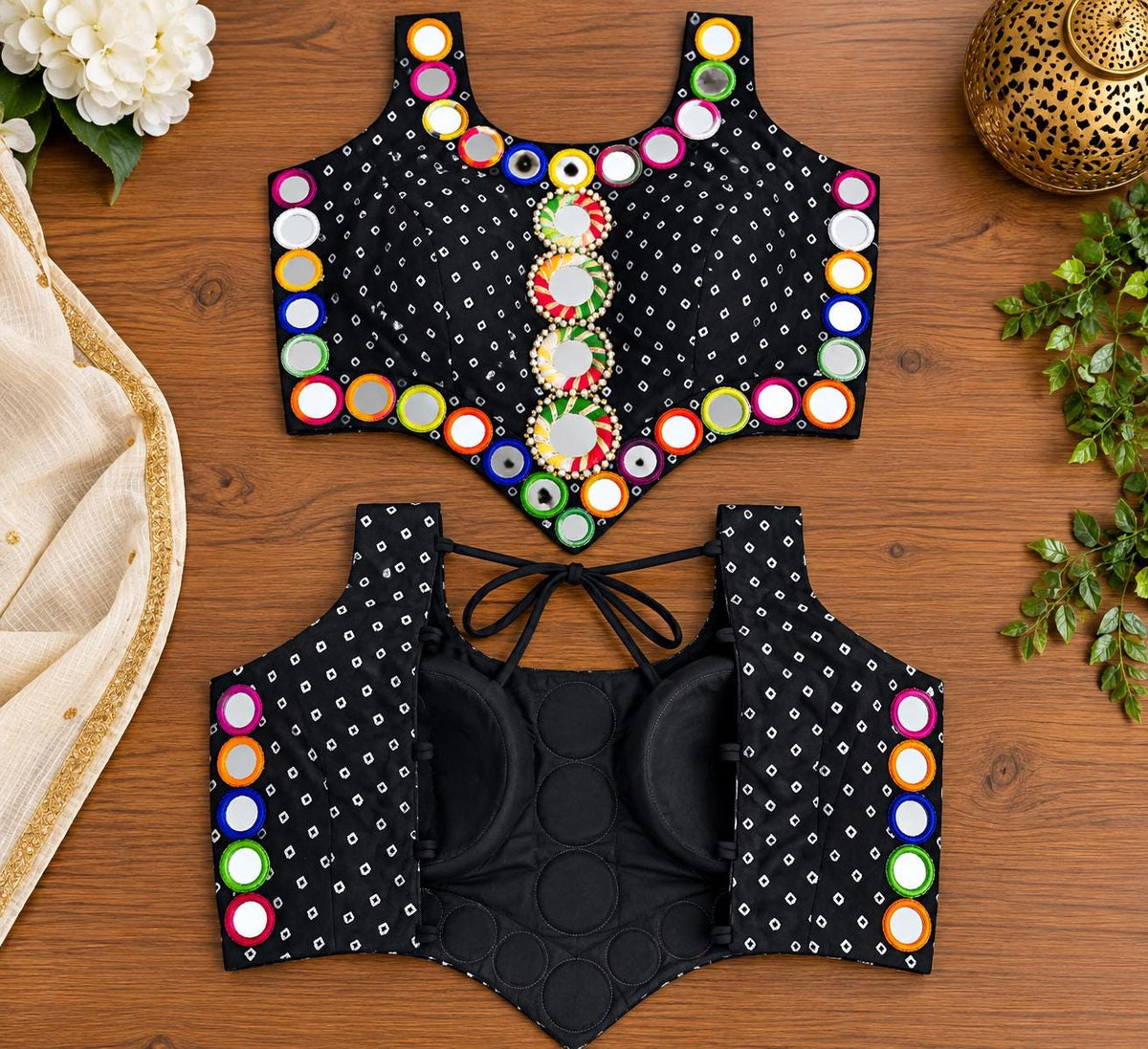 Garba Navratri blouse with Mirror Work.