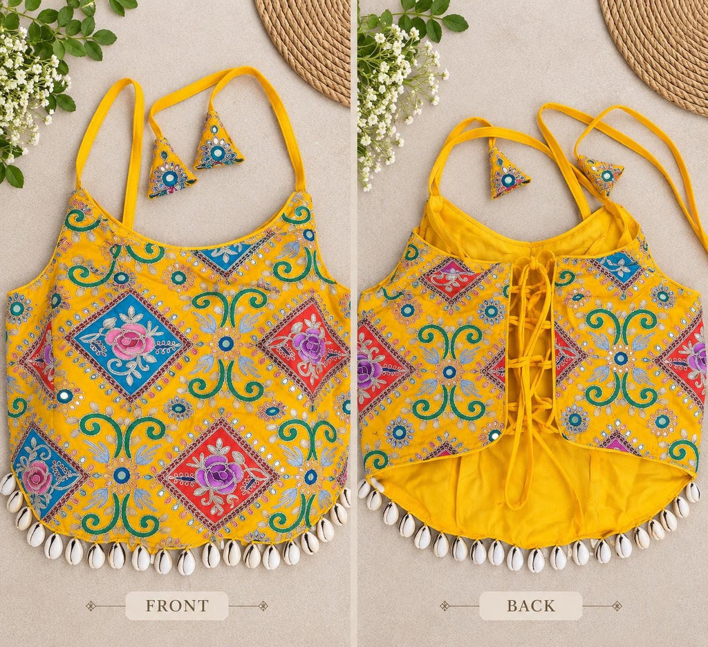 Hand Embroidered Garba Blouse | Gujarati Chaniya Choli Blouse | Mirror Work & Cowrie Shell Blouse | Navratri 2026 | Handmade Ethnic Top