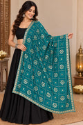 Pure Chinnon Dupatta | sea green Work Embroidery (Festive Scarf)
