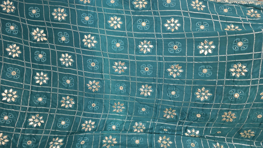 Pure Chinnon Dupatta | sea green Work Embroidery (Festive Scarf)
