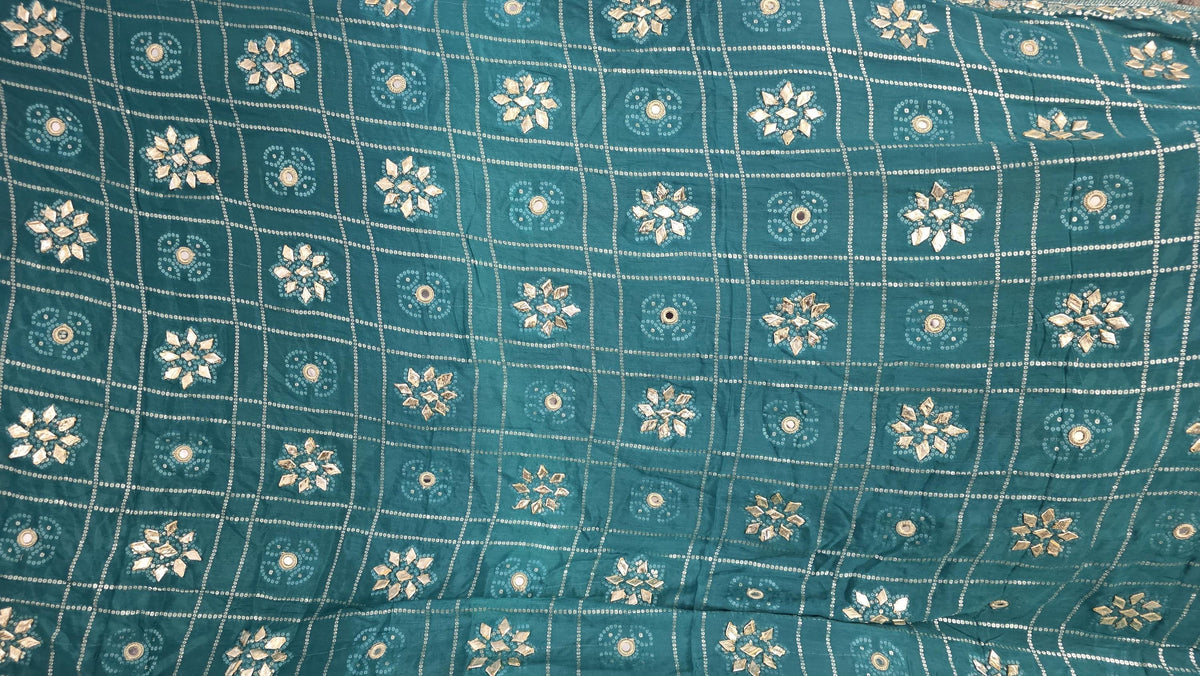 Pure Chinnon Dupatta | sea green Work Embroidery (Festive Scarf)