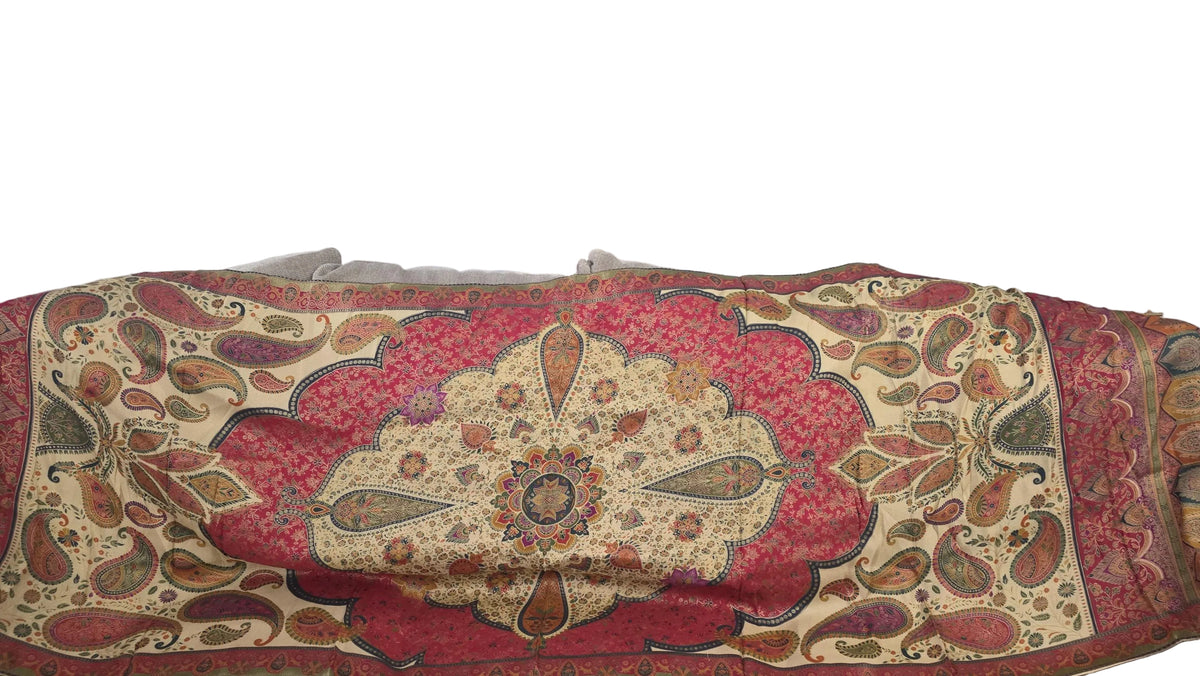 Red Beige multicolour art dupatta Handmade , Handwoven , Elegant vibrant & Authentic