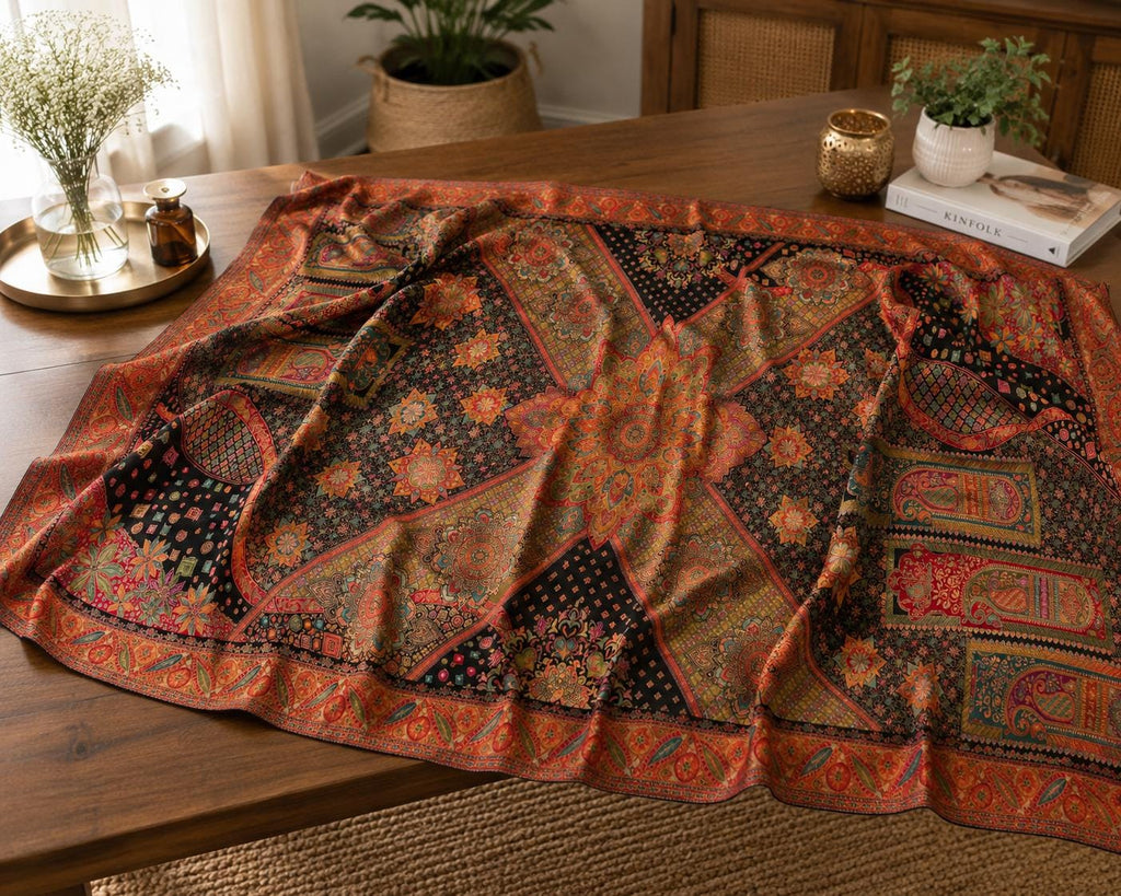 Black multicolour dupatta Handmade , Handwoven , Elegant vibrant & Authentic