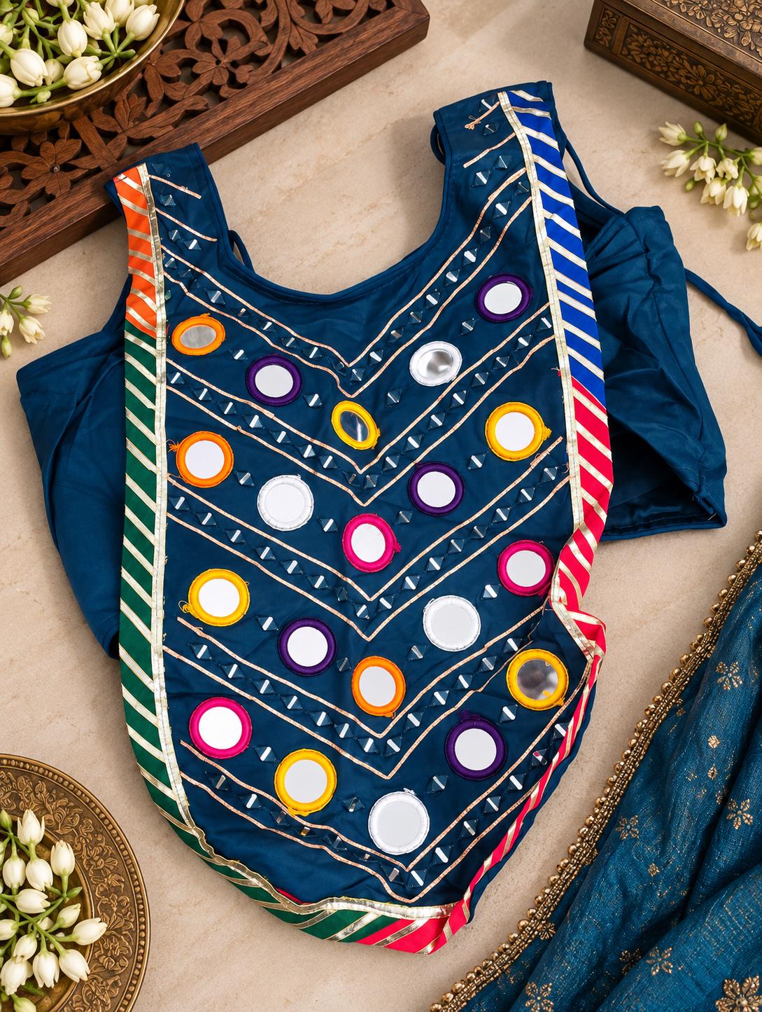 Teal Blue Navratri Lehenga Choli Set | Dandiya Garba Dress.