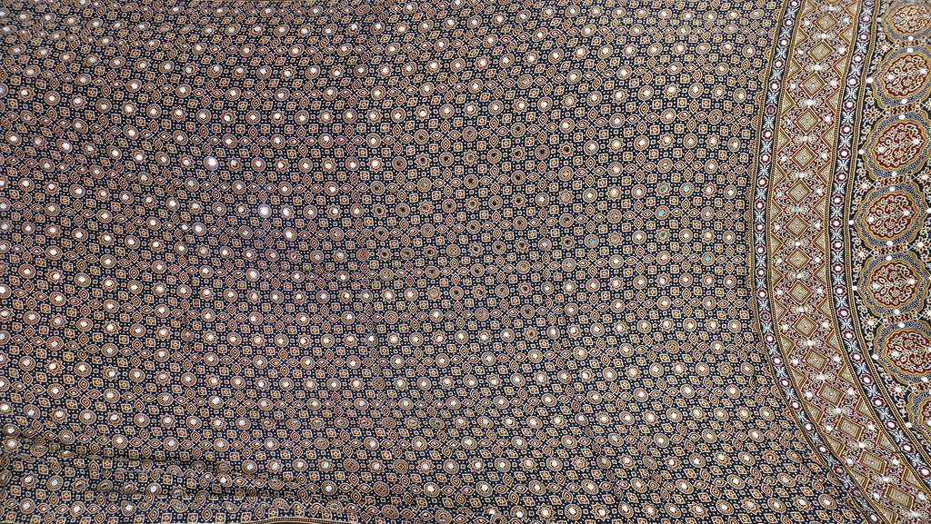 Ajrak Modal Dupatta with Mirror Work | black Printed Indian Dupatta | Handcrafted Ethnic Scarf | Festive Wear | Indian Wedding Dupatta