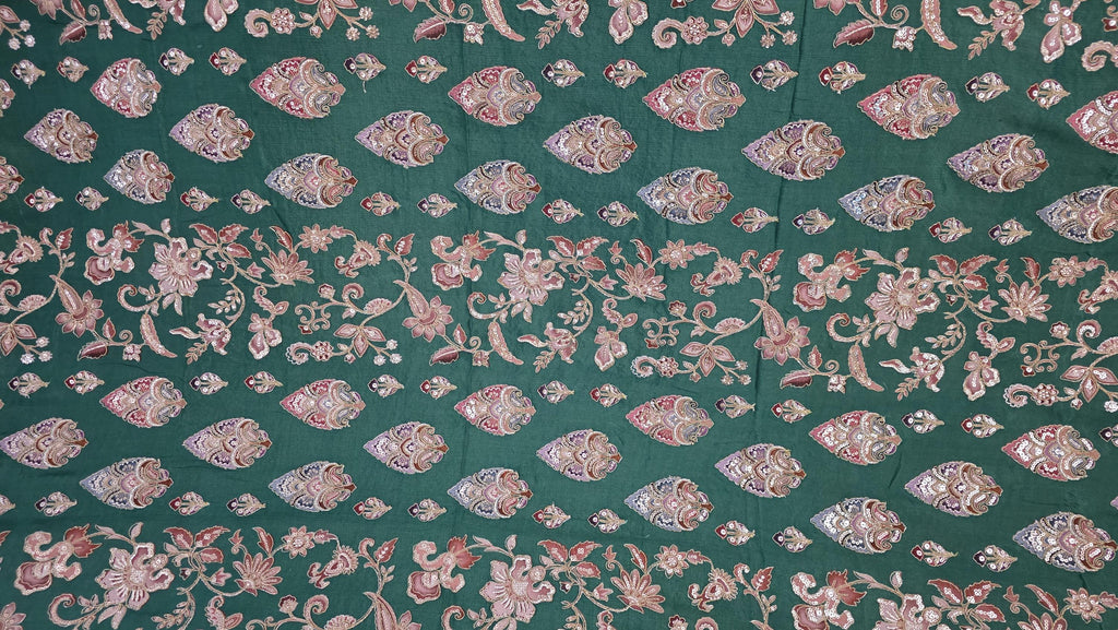 Green Embroidered chinnon Dupatta | Handmade Ethnic Dupatta | Festive Indian Dupatta | Wedding & Party