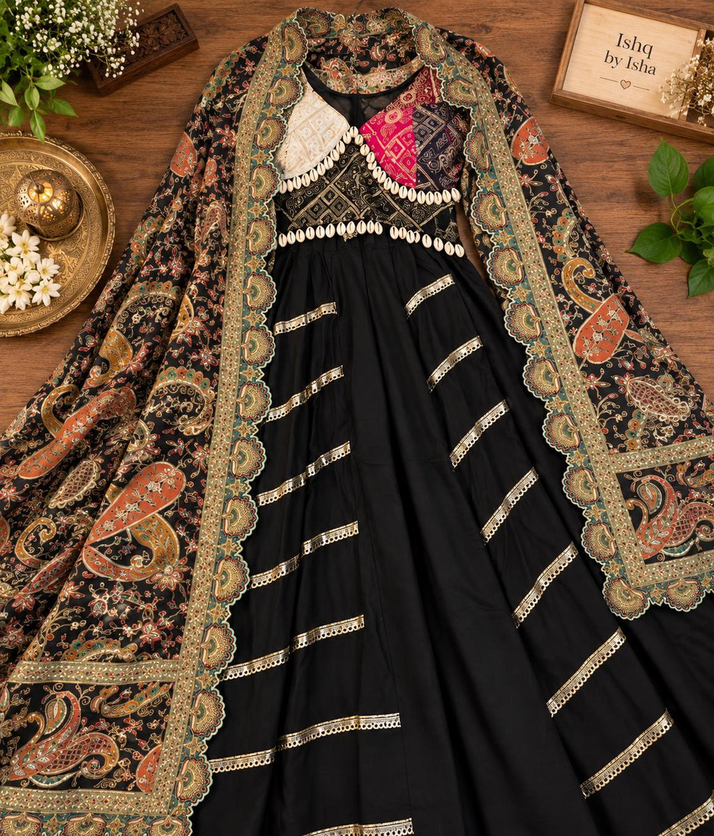 Black Designer Lehenga Choli Set | Indian Wedding Lehenga | Embroidered Blouse & georgette Dupatta | Garba Navratri Outfit