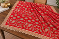 Red Embroidered chinnon Dupatta | Handmade Ethnic Dupatta | Festive Indian Dupatta | Wedding & Party
