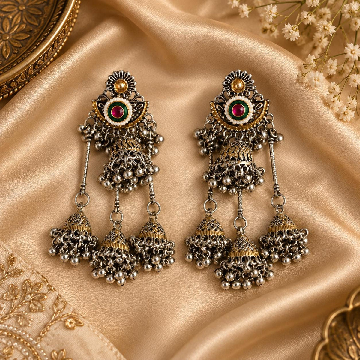 Oxidized Silver earings Jewelry, Garba Jewelry, Navratri Necklace, Gujarati Jewelry, Boho Statement Jewelry ( code 3)