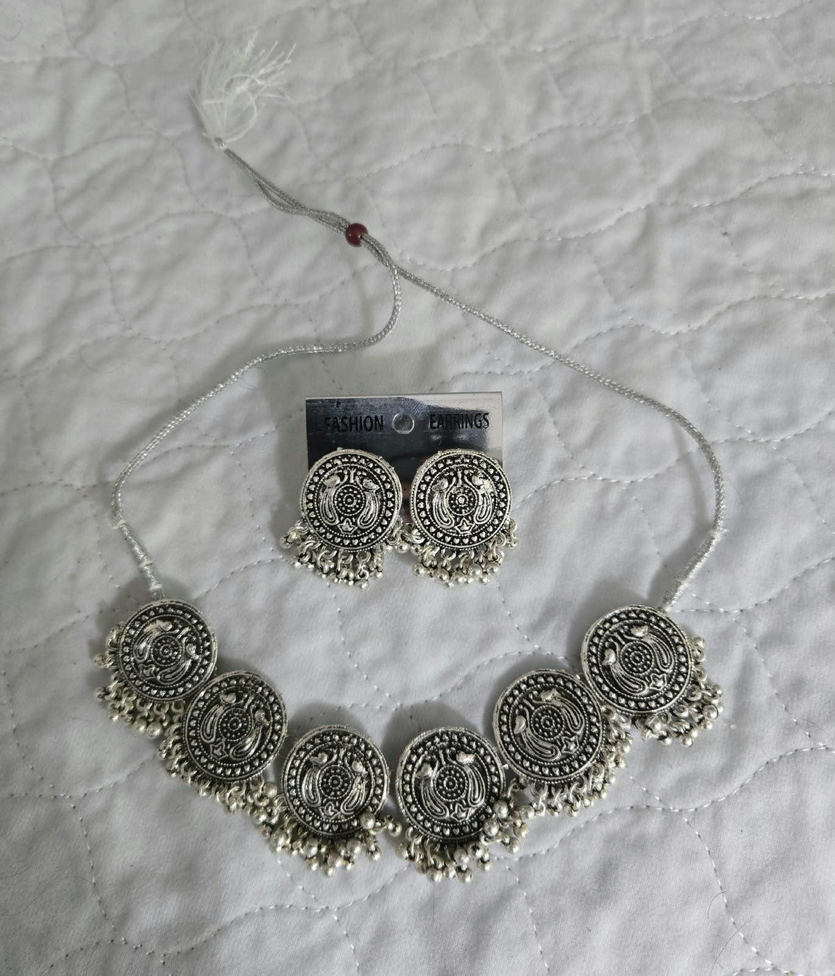 Oxidized Silver Necklace Set with earings Jewelry, Garba Jewelry, Navratri Necklace, Gujarati Jewelry, Boho Statement Jewelry ( code 7)
