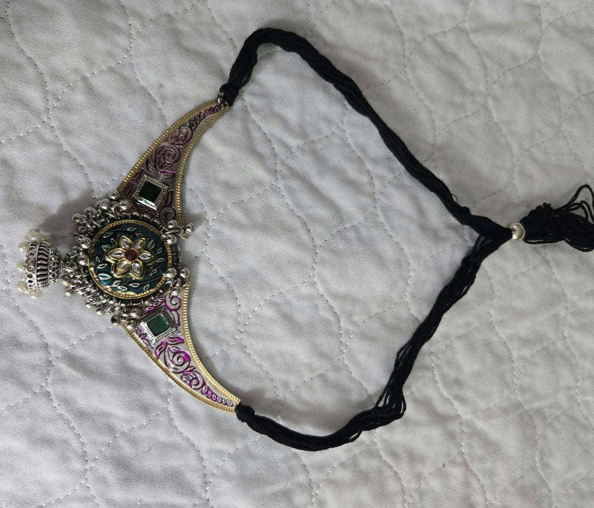 Oxidized Silver Necklace Set with earings Jewelry, Garba Jewelry, Navratri Necklace, Gujarati Jewelry, Boho Statement Jewelry ( code 8)