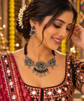 Oxidized Silver Necklace Set with earings Jewelry, Garba Jewelry, Navratri Necklace, Gujarati Jewelry, Boho Statement Jewelry ( code 9)