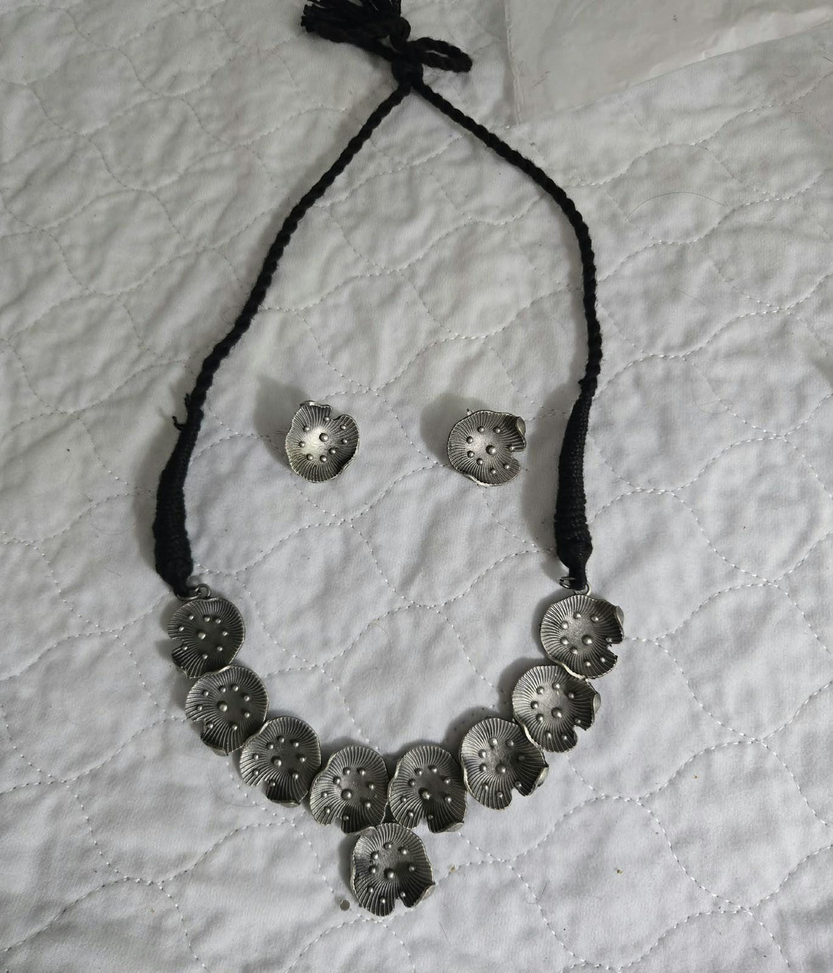 Oxidized Silver Necklace Set with earings Jewelry, Garba Jewelry, Navratri Necklace, Gujarati Jewelry, Boho Statement Jewelry ( code 10)