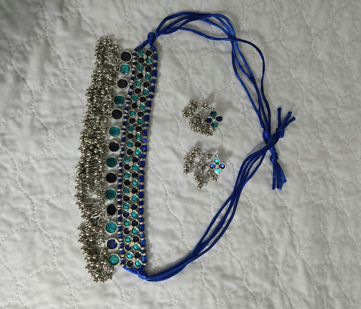 Oxidized Silver Necklace Set with earings Jewelry, Garba Jewelry, Navratri Necklace, Gujarati Jewelry, Boho Statement Jewelry ( code 13)