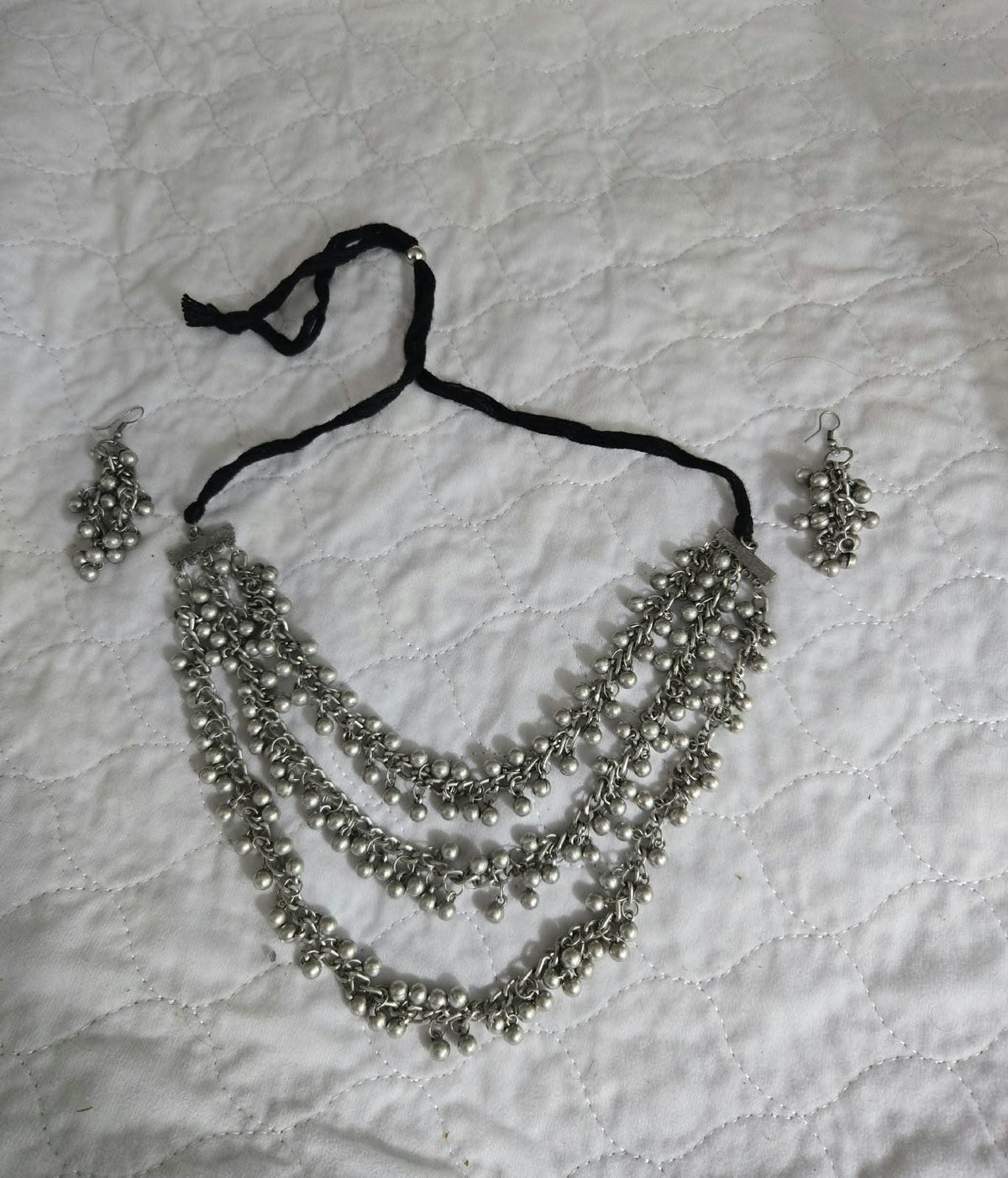 Oxidized Silver Necklace Set with earings Jewelry, Garba Jewelry, Navratri Necklace, Gujarati Jewelry, Boho Statement Jewelry ( code 14)