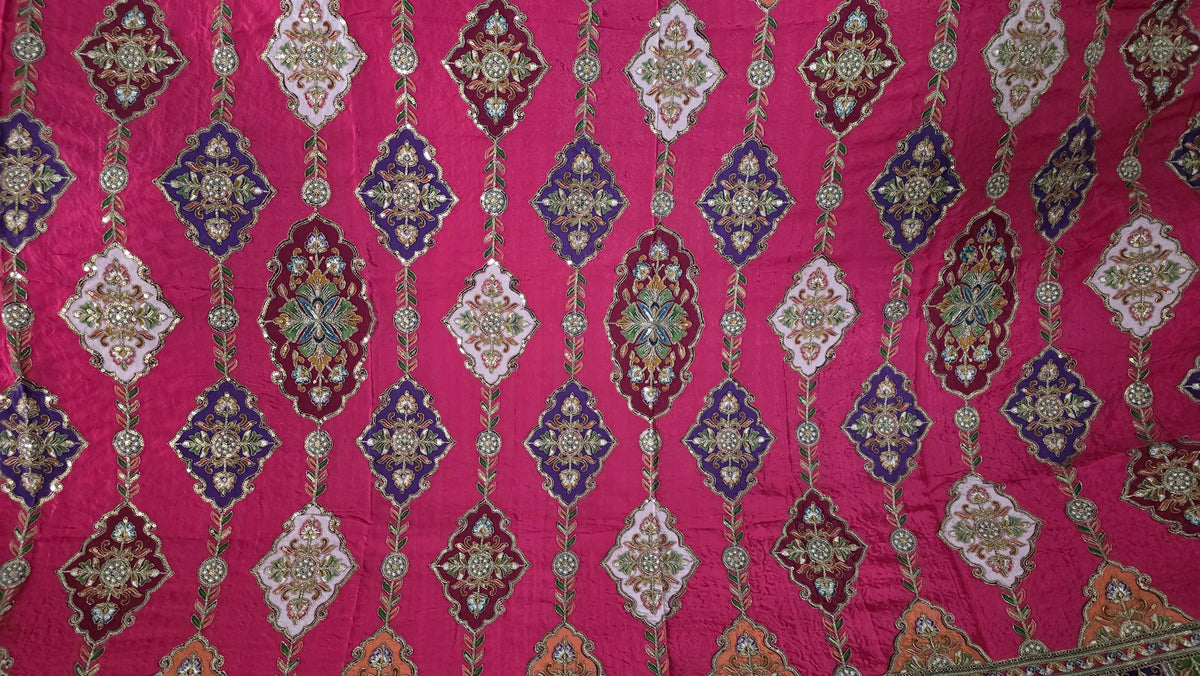 Pink Embroidered Georgette Dupatta | Handmade Ethnic Dupatta | Festive Indian Dupatta | Wedding & Party
