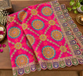 Pink Embroidered Georgette Dupatta | Handmade Ethnic Dupatta | Festive Indian Dupatta | Wedding & Party