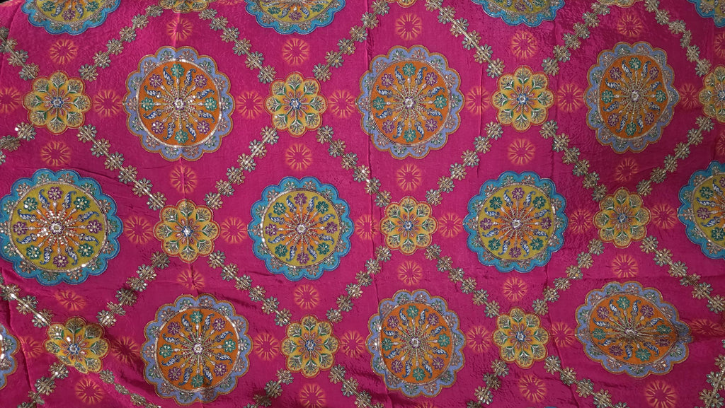 Pink Embroidered Georgette Dupatta | Handmade Ethnic Dupatta | Festive Indian Dupatta | Wedding & Party
