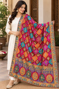 Pure Chinnon Dupatta | Designer Indian Dupatta | Multicolor Embroidered Dupatta | Festive Dupatta | Garba Navratri Dupatta | Chinnon Stole