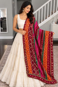 Handmade , Handwoven , Elegant vibrant & Authentic Multicolour Phulkari Dupatta / Indian Scarf. Hand embroidered .