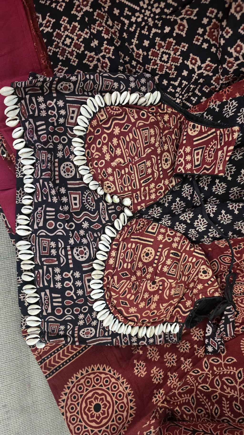 Garba Khadi Ajarak Print Lehenga |Multicolored Ethnic Skirt | Navratri Ghagra Choli | Handmade Indian Festival Outfit