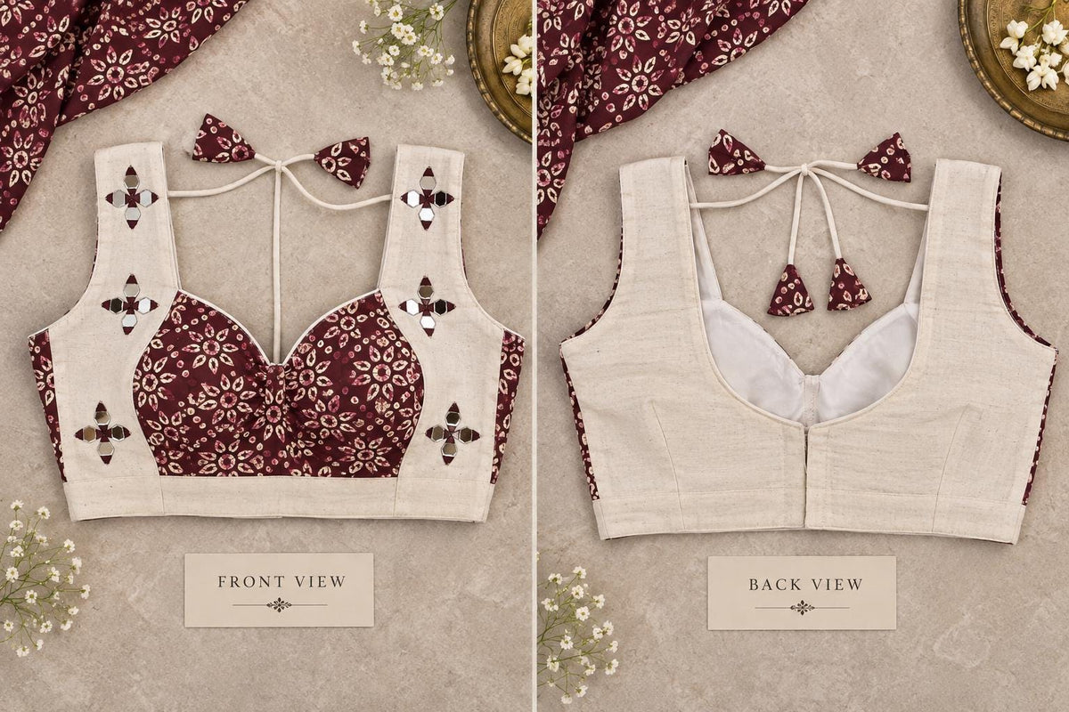 White Ajrak Lehenga Choli Set | Traditional Indian Garba Outfit