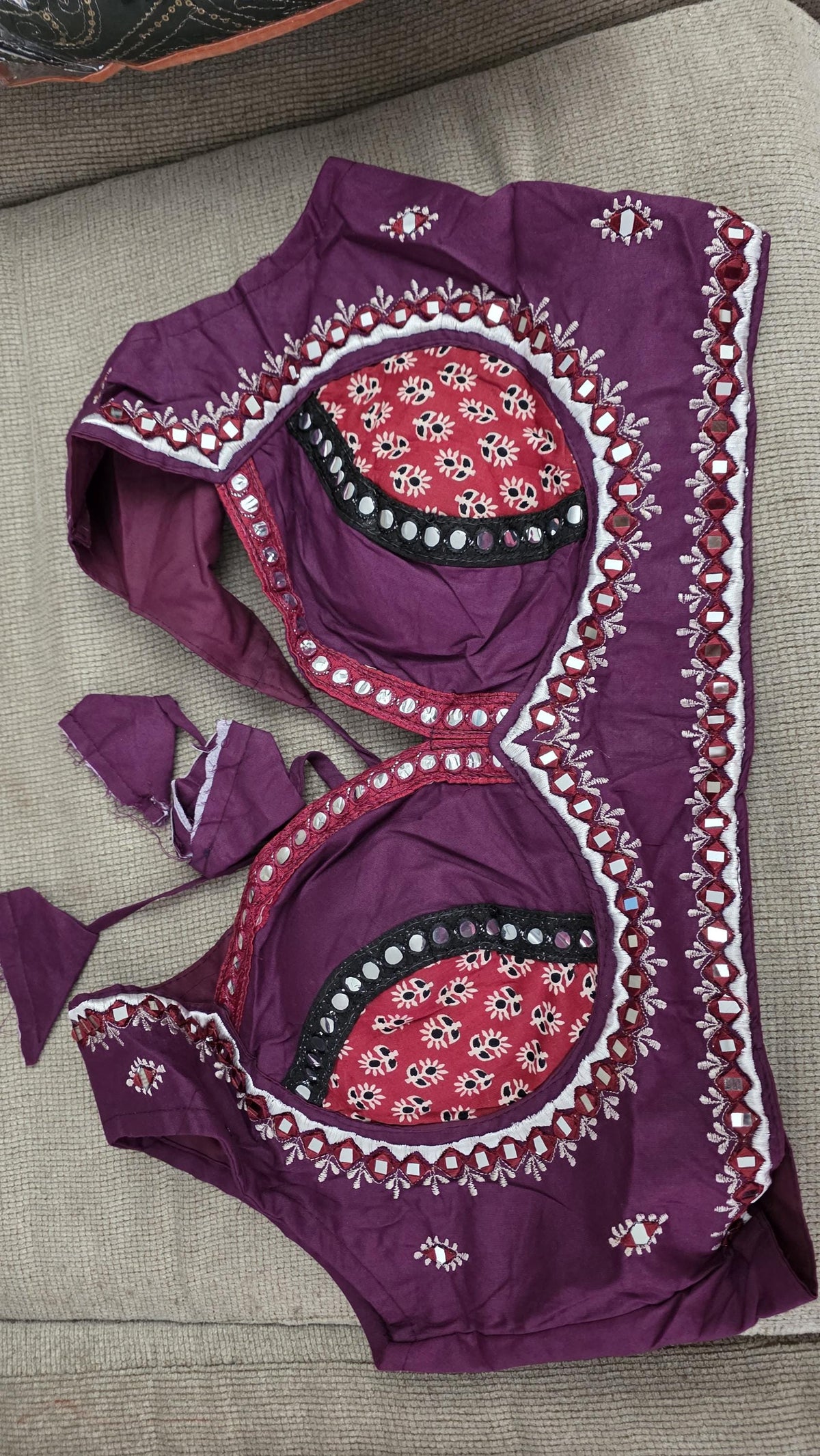 Purple arri work Patchwork Lehenga Set | Festive Indian Wedding Wear (Stitched)