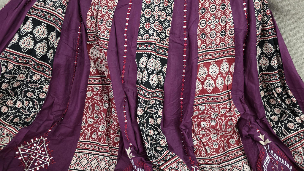Purple arri work Patchwork Lehenga Set | Festive Indian Wedding Wear (Stitched)