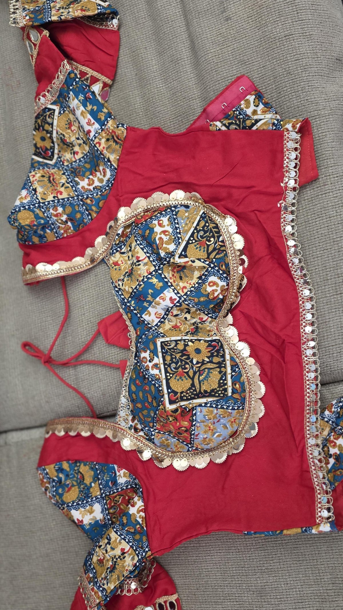 Red green Cotton Lehenga Choli Set | Gold Embroidered Indian Skirt Set | Navratri Garba Outfit | Festive Ethnic Wear | Wedding Lehenga