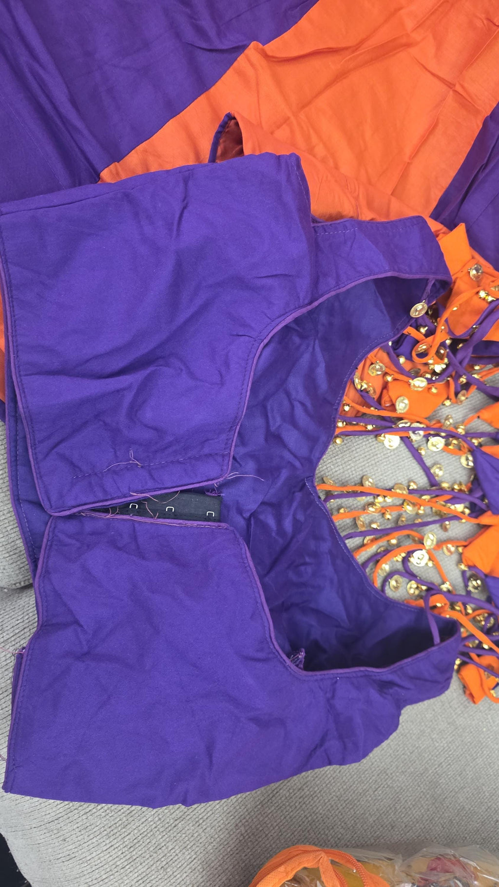 Purple Orange Garba Blouse | Navratri Chaniya Choli Blouse | Gujarati Garba Crop Top | Dandiya Blouse | Mirror & Coin Embellished Blouse