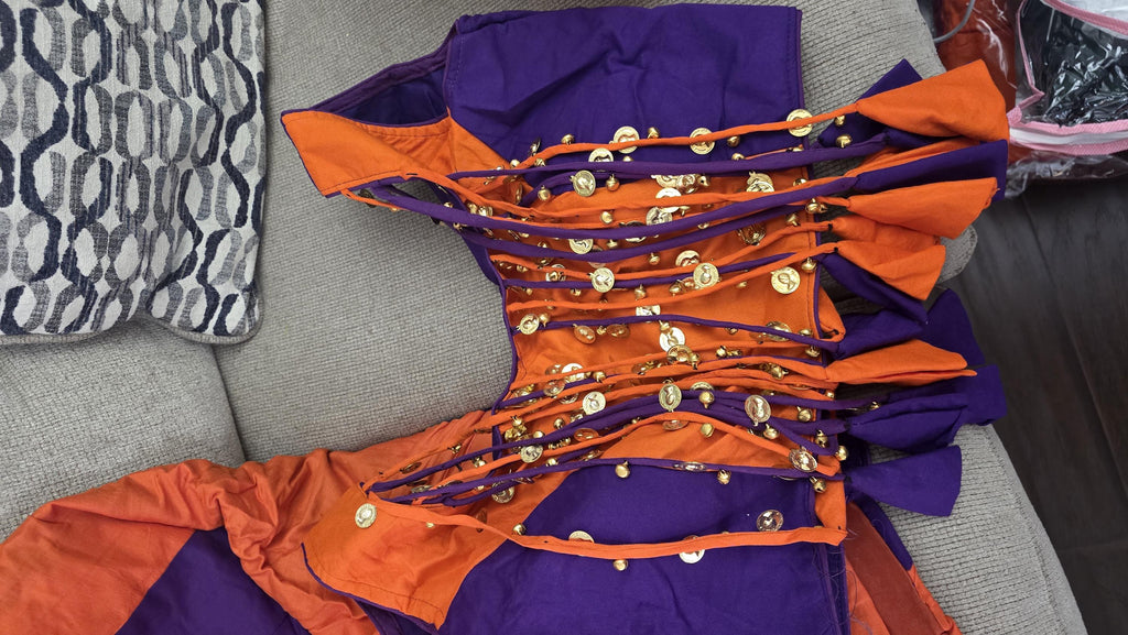 Purple Orange Garba Blouse | Navratri Chaniya Choli Blouse | Gujarati Garba Crop Top | Dandiya Blouse | Mirror & Coin Embellished Blouse