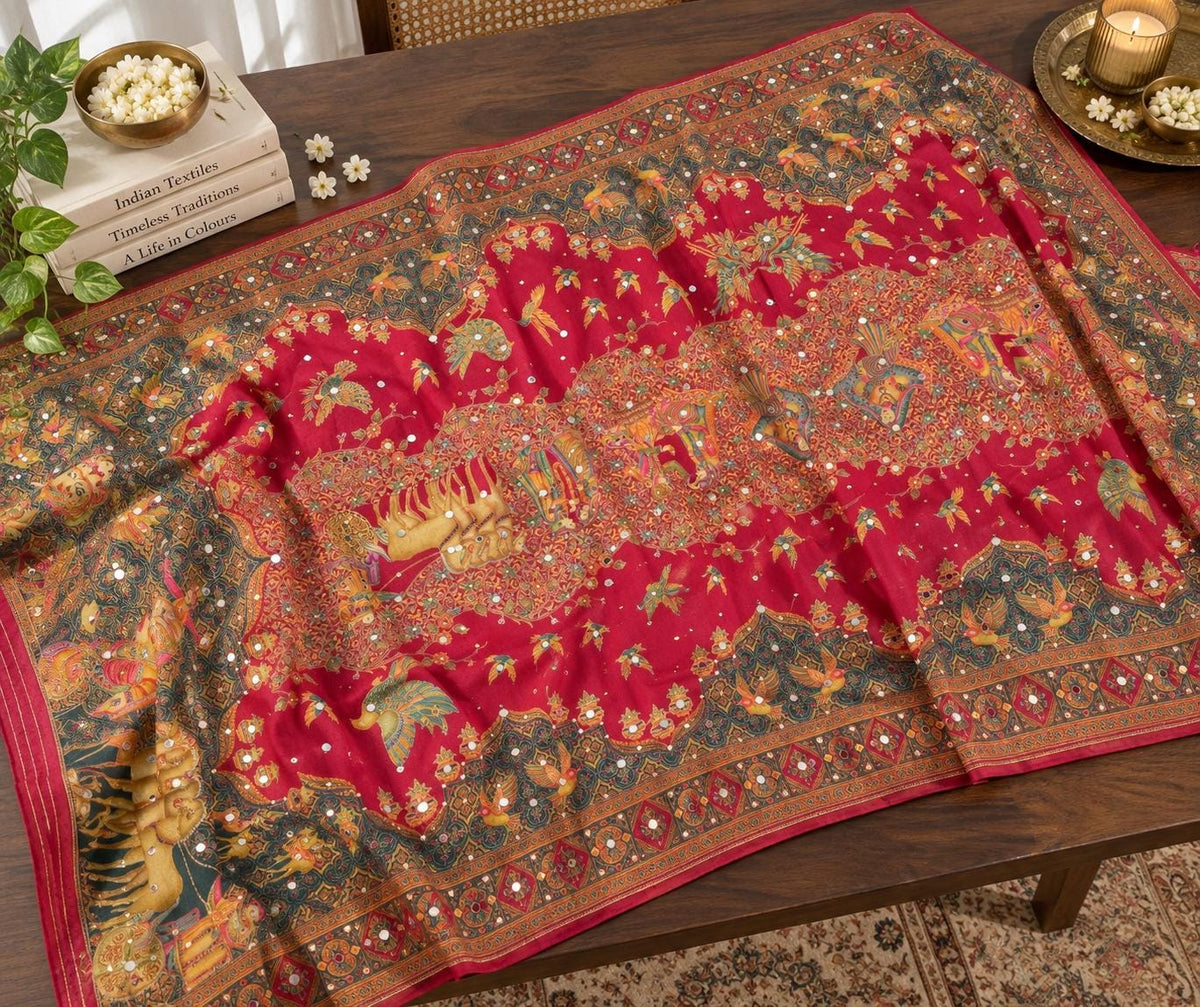 Pink multicolour dupatta Handmade , Handwoven , Elegant vibrant & Authentic